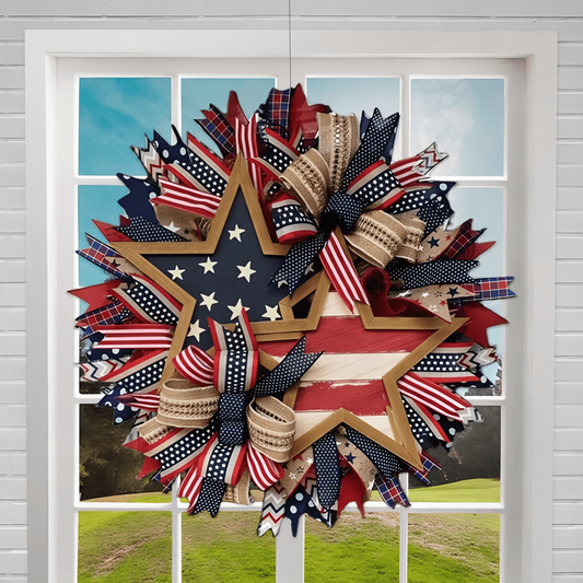 🔥Flash Sale-60% Off🔥250th Anniversary Patriotic Wreath Red White Blue Front Door Decoration