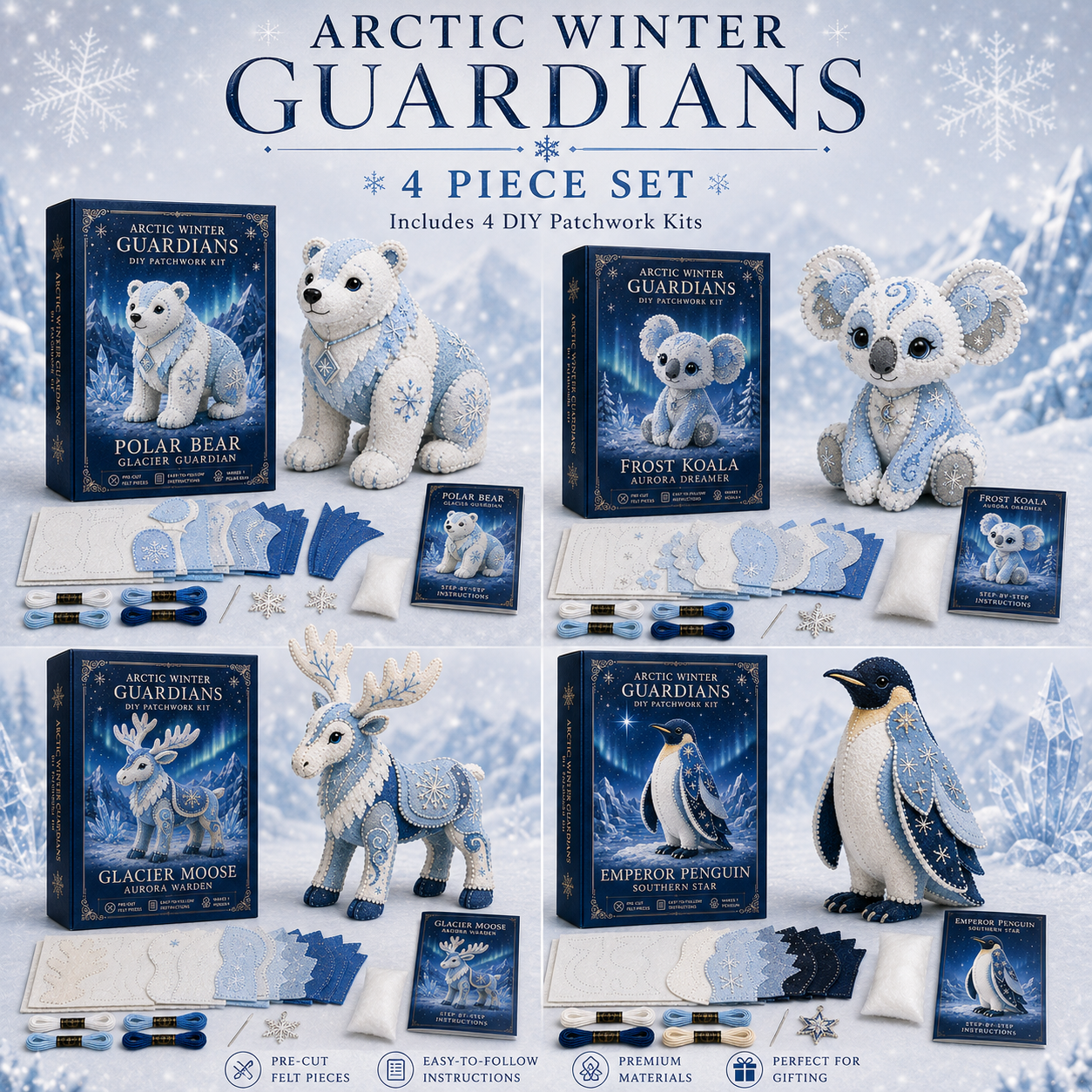 ❄️🧵Arctic Winter Guardians DIY Patchwork Kit
