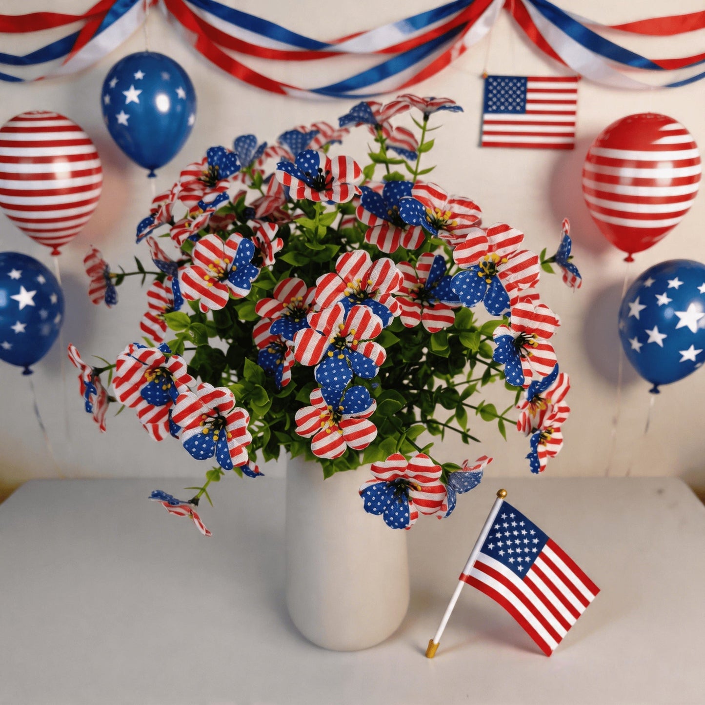 🔥4th of July Hot Sale 50% Off🔥Patriotic Red White Blue Artificial Flowers💐
