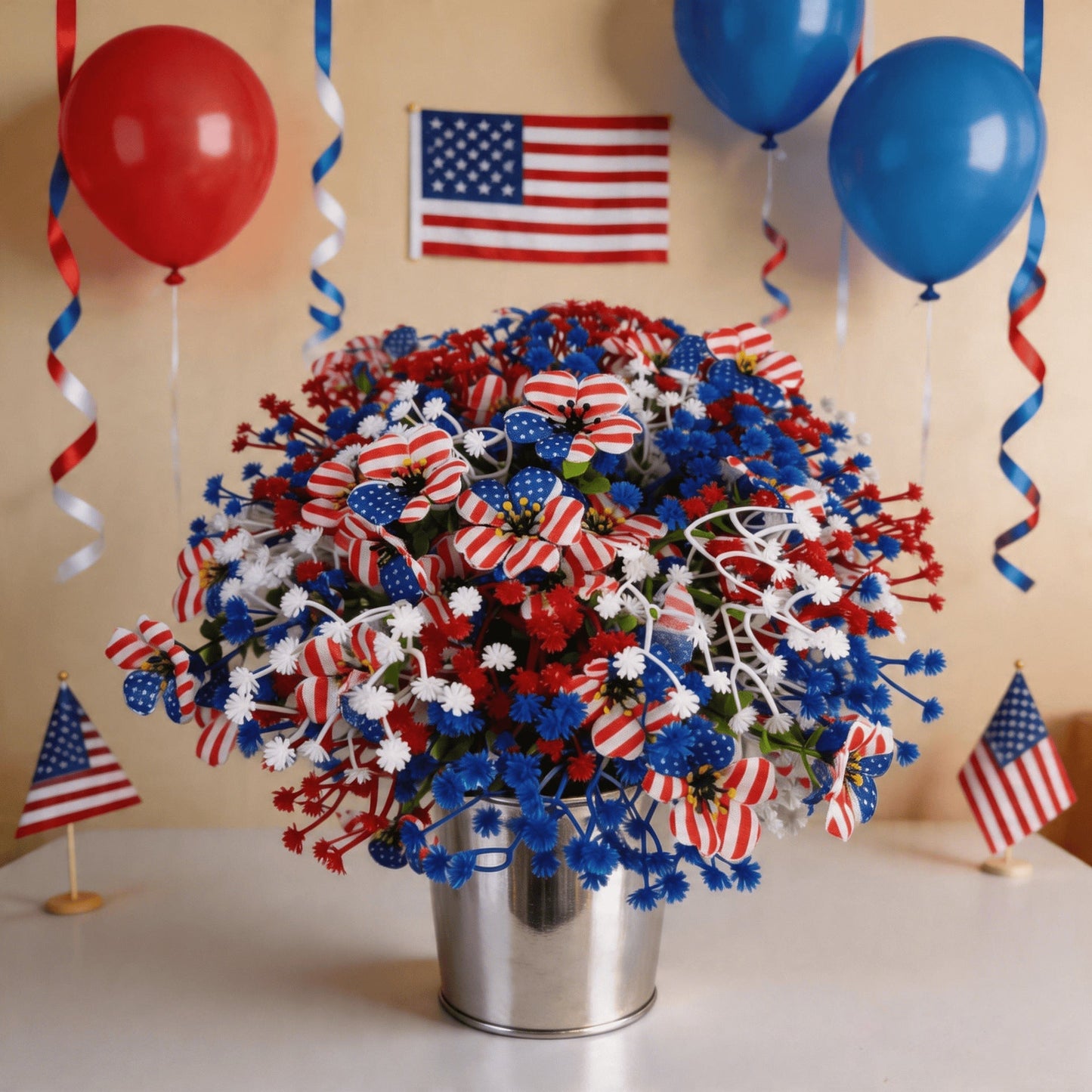 🔥4th of July Hot Sale 50% Off🔥Patriotic Red White Blue Artificial Flowers💐