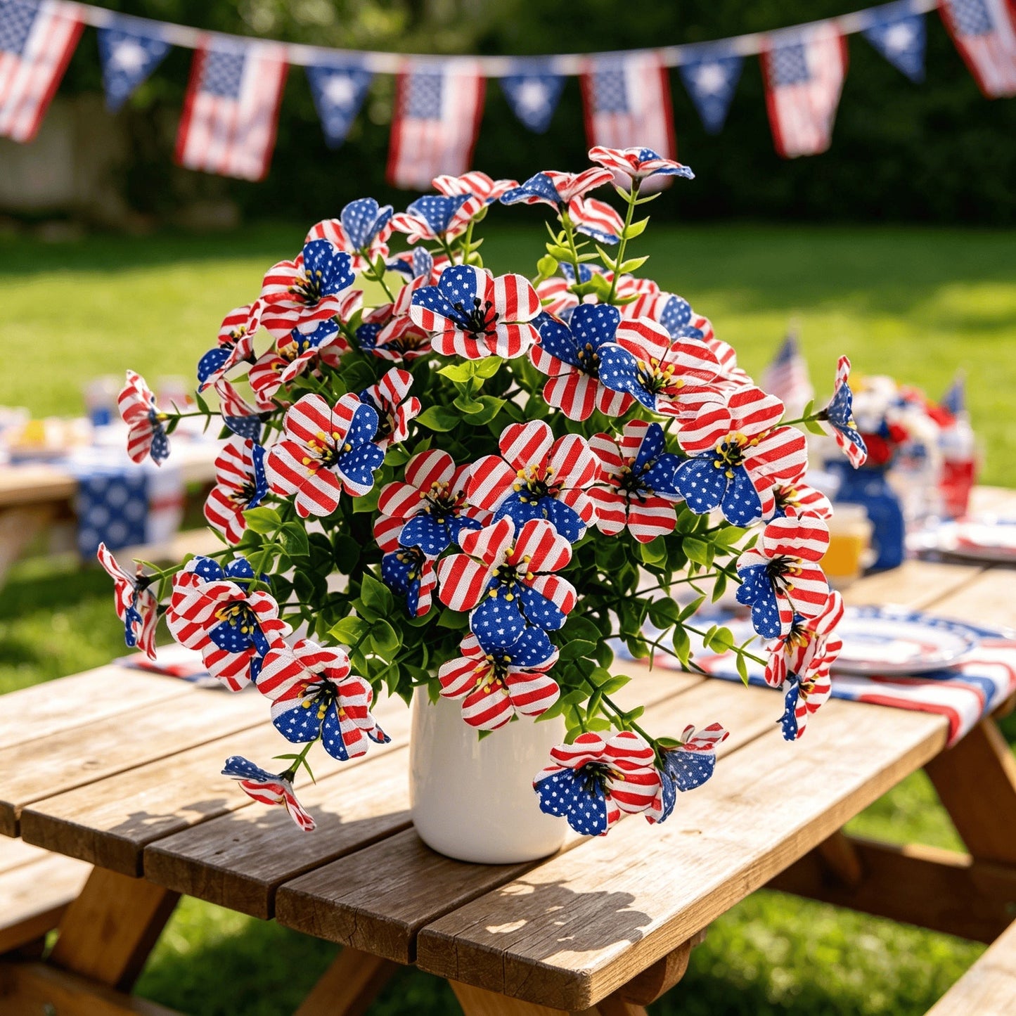 🔥4th of July Hot Sale 50% Off🔥Patriotic Red White Blue Artificial Flowers💐
